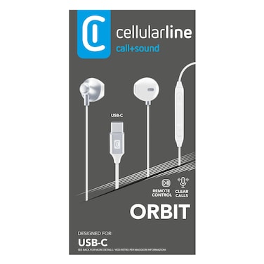 Cellularline Orbit Call + Sound USB-C Wired Earphone White