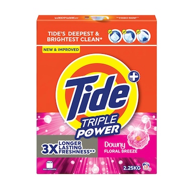 تايد فاست أكشن بلس مسحوق غسيل منخفض المحلول، بنسيم زهور داوني، 225 كج