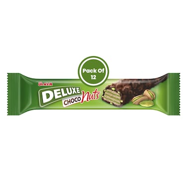 Ulker Deluxe Choco Nuts With Pistachio Wafer 35g x Pack of 12