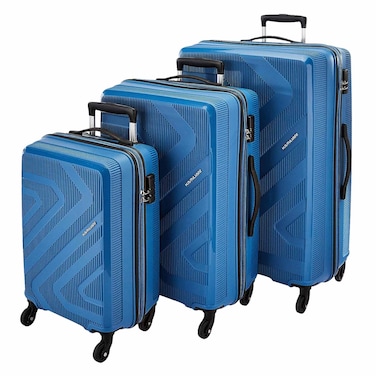 Kamiliant By American Tourister Kiza Hard Spinner Luggage Trolley 3 Pcs Set Cabin, Medium, Large, Blue