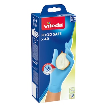 Vileda Latex Gloves, Food Safe, 40 Gloves, Small / Medium