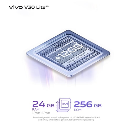 فيفو V30 لايت - ذاكرة تخزين 256 جيجابايت، 12 جيجابايت رام، الجيل الخامس، اسود