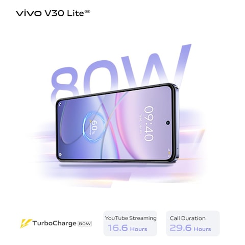 فيفو V30 لايت - ذاكرة تخزين 256 جيجابايت، 12 جيجابايت رام، الجيل الخامس، اسود