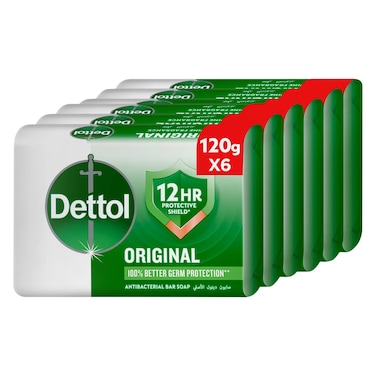 Dettol Original Bar Soap, Pine Scent, 120g x 6