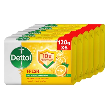 Dettol Fresh Bar Soap, Citrus &amp; Orange Blossom Scent, 120g x6