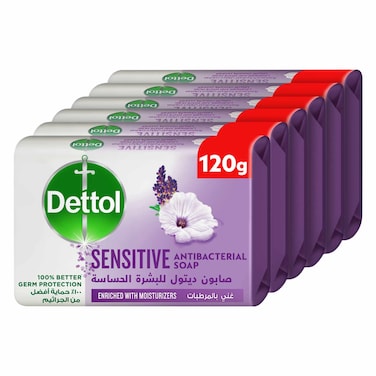 ديتول قالب صابون للبشرة الحساسة المضاد للبكتيريا 120 جرام × حزمة من 6