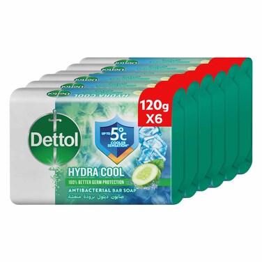 ديتول قالب صابون الاستحمام المنعش المضاد للبكتيريا، هيدرا كوول 120جرام ×4 + 2 مجاناً