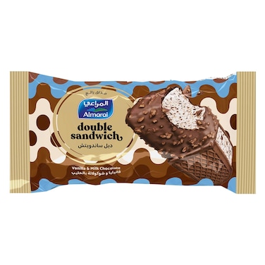 Al Marai Ice Cream Double Sandwich, Vanilla &amp; Milk Chocolate 100ml