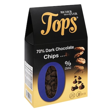 توبس رقائق الشوكولاتة الداكنة خالية من السكر، 250 جرام