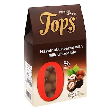 Tops Gluten Free Sugar Free Hazelnut Covered Milk Chocolate Dragees 150g