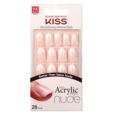 Kiss Salon KAN02 Acrylic Nude French Nails 28 Pieces White
