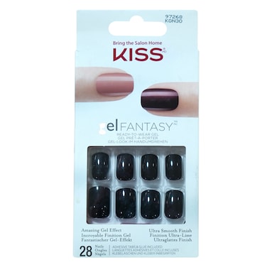 Kiss KGN30C Gel Fantasy Ready To Wear Nails 28 Pieces Black