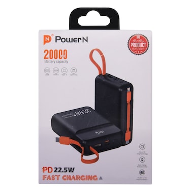 PowerN PN20FB Type-C And Lighting Fast Charging Power Bank 22.5W 20000mAh Black