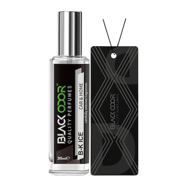 BLACK ODOR Air Freshener Perfume with Hanging Tag &ndash; 30ml, Car &amp; Home Use, Long-Lasting Essential Oil Spray, No Gas, Eco-Friendly (BLACK ICE)

