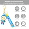 Labubu Style Cartoon Keychain, Soft Rubber Doll with Strap, Metal Key Ring, Bag Charm, Key Holder for Car/Bike/Home Keys, Gift for Girls and Kids(Blue)