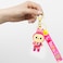 سلسلة مفاتيح كرتونية على طراز لابوبو، دمية مطاطية ناعمة مع حزام، حلقة مفاتيح معدنية، حلية حقيبة، حامل مفاتيح للسيارة/الدراجة/مفاتيح المنزل، هدية للبنات والأطفال (وردي)