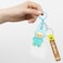 Cartoon Character Keychain with Plush Doll, Silicone Strap, Metal Split Ring &amp; Lobster Clasp for Keys, Bags, Backpacks(Light blue)
