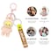 Cartoon Character Keychain with Plush Doll, Silicone Strap, Metal Split Ring &amp; Lobster Clasp for Keys, Bags, Backpacks(Light pink)

