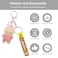 Cartoon Character Keychain with Plush Doll, Silicone Strap, Metal Split Ring &amp; Lobster Clasp for Keys, Bags, Backpacks(Pink)
