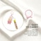 Cartoon Character Keychain with Plush Doll, Silicone Strap, Metal Split Ring &amp; Lobster Clasp for Keys, Bags, Backpacks(Pink)
