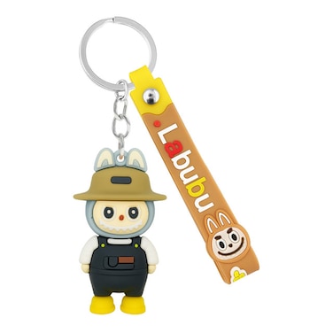 Labubu Cartoon Keychain with Strap &ndash; Cute 3D PVC Figure Pendant for Keys, Bags, Backpacks