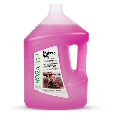 شامبو وشمع نورا ٥ لتر - صابون غسيل سيارات احترافي، رغوة تنظيف كثيفة، آمن على الطلاء واليدين، يوفر اللمعان والحماية