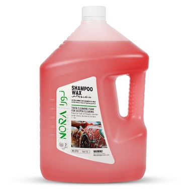 شامبو وشمع نورا ٥ لتر - صابون غسيل سيارات احترافي، رغوة تنظيف كثيفة، آمن على الطلاء واليدين، يوفر اللمعان والحماية