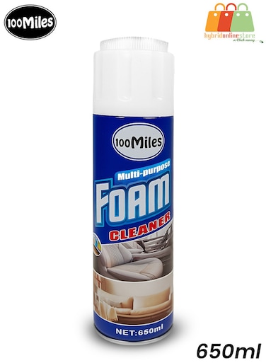 100Miles Multi-Purpose Foam Cleaner 650ml &ndash; For Car Interior, Fabric, Leather, Plastic &amp; Kitchen