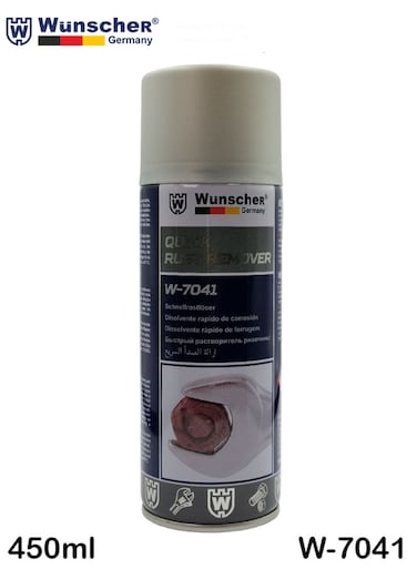 مزيل الصدأ السريع W-7041 من شركة Wunscher الألمانية، بخاخ 450 مل، منظف سريع المفعول لتآكل المعادن، ذو أساس مائي