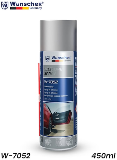 بخاخ سيليكون Wünscher W-7052 سعة 450 مل لحماية الأبواب والآلات والمطاط والبلاستيك والمعادن