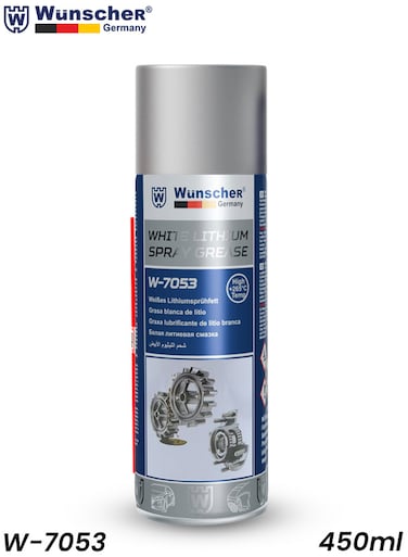 شحم رذاذ الليثيوم الأبيض W-7053 من Wünscher سعة 450 مل - تشحيم عالي الحرارة للأجزاء المعدنية