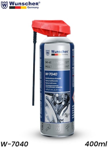 بخاخ Wünscher W-7040 متعدد الاستخدامات، 400 مل، مضاد للصدأ، للمفصلات والمسامير والسلاسل والأجزاء المعدنية
