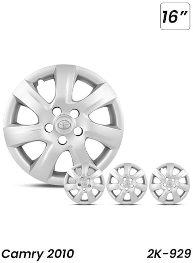 أغطية عجلات فضية مقاس ١٦ بوصة لسيارة تويوتا كامري ٢٠١٠، طراز ٢K-٩٢٩، مصنوعة من ألياف صلبة