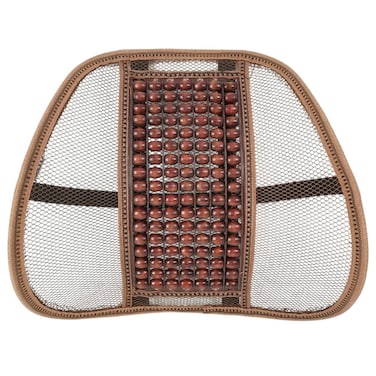 Ergonomic Lumbar Support Back Massager Cushion with Wooden Beads and Breathable Mesh for Chair Seats