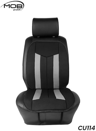 غطاء وسادة مقعد السيارة من موب، مزود بدعامة وسهل التركيب للسيارات والشاحنات - موديل CU115، أسود ورمادي