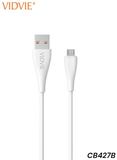 VIDVIE CB427V USB to Micro USB Cable 1M 2.4A Fast Charging Data Sync White Durable Build