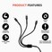 كابل شحن سريع 3 في 1 من هوتو HT016، من نوع USB-A إلى Type-C وLightning وMicro، بطول 1.2 متر، تيار 3 أمبير، مغطى بنسيج نايلون، لون أسود، الإصدار الثاني.