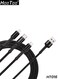 كابل شحن سريع 3 في 1 من هوتو HT016، من نوع USB-A إلى Type-C وLightning وMicro، بطول 1.2 متر، تيار 3 أمبير، مغطى بنسيج نايلون، لون أسود، الإصدار الثاني.