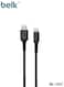 كابل شحن ونقل بيانات مضفر من بيلك، من نوع USB-A إلى Micro USB، طراز BL-S21، آمن ومتين، باللون الأسود، يدعم الشحن السريع.