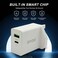 شاحن حائط BWOO BO-CDA89 بقوة 30 واط بمنفذين (USB-C و USB-A) يدعم الشحن السريع، مزود بقابس بريطاني، لون أبيض، مع ميزات أمان.
