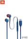سماعات أذن JBL Tune 310C بمنفذ USB-C عالية الدقة مع صوت جهير نقي وميكروفون بثلاثة أزرار، لون أزرق.