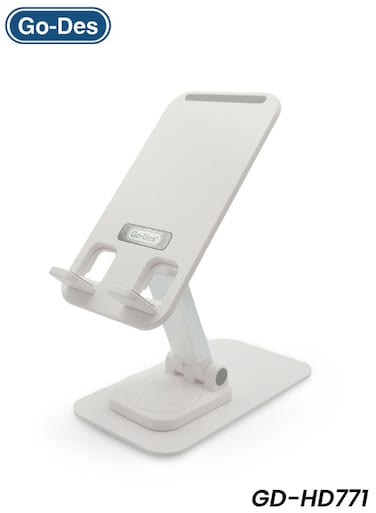 حامل هاتف مكتبي قابل للتعديل والطي من Go-Des GD-HD771 مع قاعدة سيليكون مانعة للانزلاق (مقاس XS)
