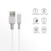 كابل Sopy SP-308 من نوع USB-A إلى Lightning، شحن سريع ومزامنة بيانات، متين ومقاوم للتشابك، لون أبيض، طول 1 متر.