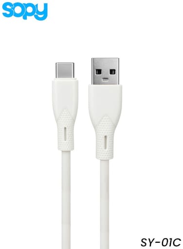 كابل SOPY SY-01C من USB-A إلى Type-C بطول 1 متر، يدعم الشحن السريع بقدرة 6 أمبير و66 واط، ونقل البيانات عالي السرعة.