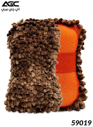 قفاز غسيل سيارات من الألياف الدقيقة والشينيل من AGC 59019، مزدوج الجوانب، مقاوم للخدوش، عالي الامتصاص، لون بني.