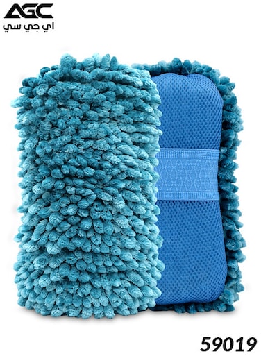 قفاز غسيل سيارات من الألياف الدقيقة والشينيل من AGC 59019، مزدوج الجوانب، مقاوم للخدوش، عالي الامتصاص، لون أخضر.