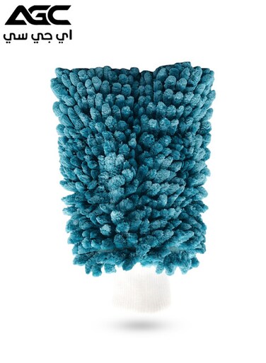 قفاز غسيل سيارات من الشنيل المايكروفايبر، ذو وجهين، مقاوم للخدش، مزود بسوار مطاطي، أخضر