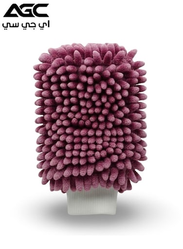 Microfiber Chenille Car Wash Mitt Double Sided Scratch Free Wash Glove with Elastic Cuff Purple