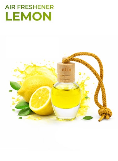معطر جو للسيارة من إليكس برائحة الليمون، زجاجة بغطاء خشبي، يدوم طويلاً، مانع للانسكاب، رائحة منعشة