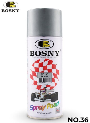 بخاخ طلاء بوسني رقم 36 الفضي، سريع الجفاف، بلمسة نهائية لامعة، مناسب للخشب والمعادن والسيارات والمنازل والداخل والخارج، متين